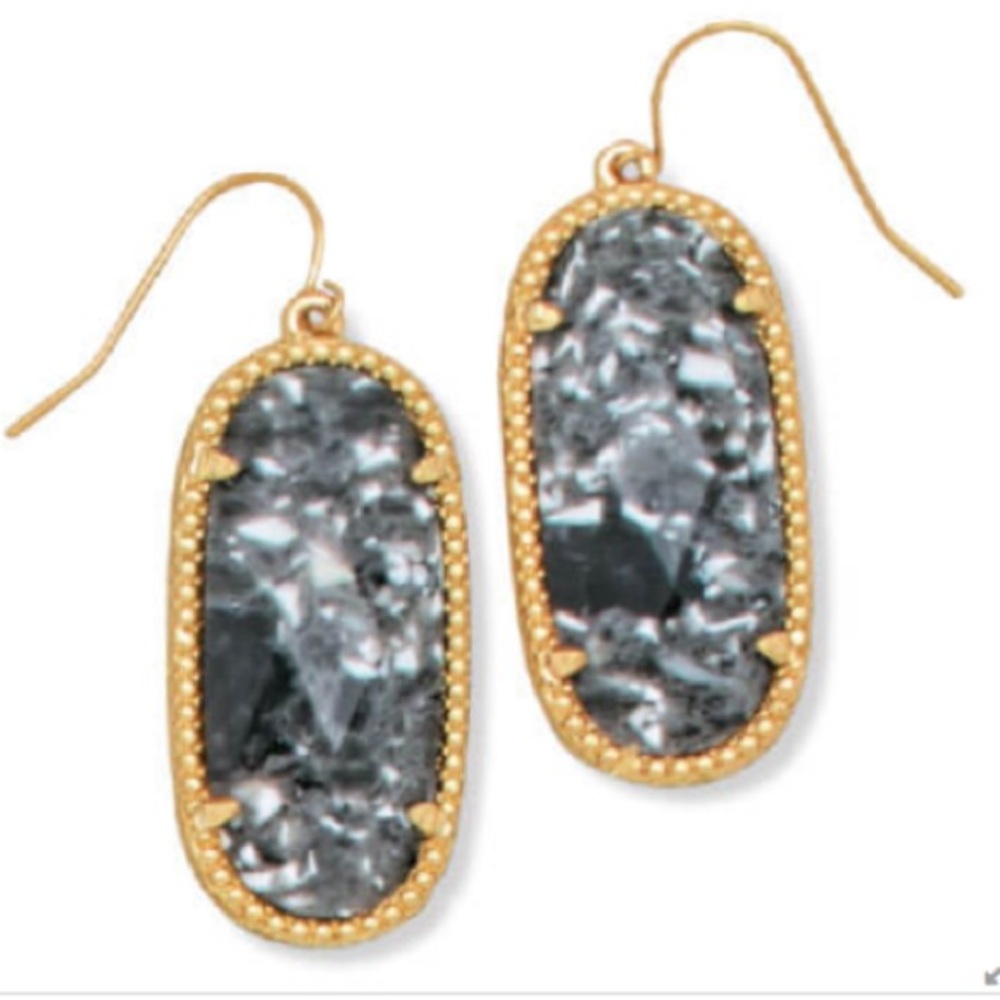 NEW Gold Reconstituted Stone Statement Earrings gold tone，